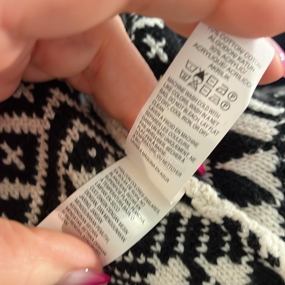 Lucky Brand Cardigan Sweater Asymmetrical  Front Zipper Tribal Print Size Large - Picture 8 of 9